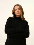 ALESSIA pull col roulé 6 fils noir