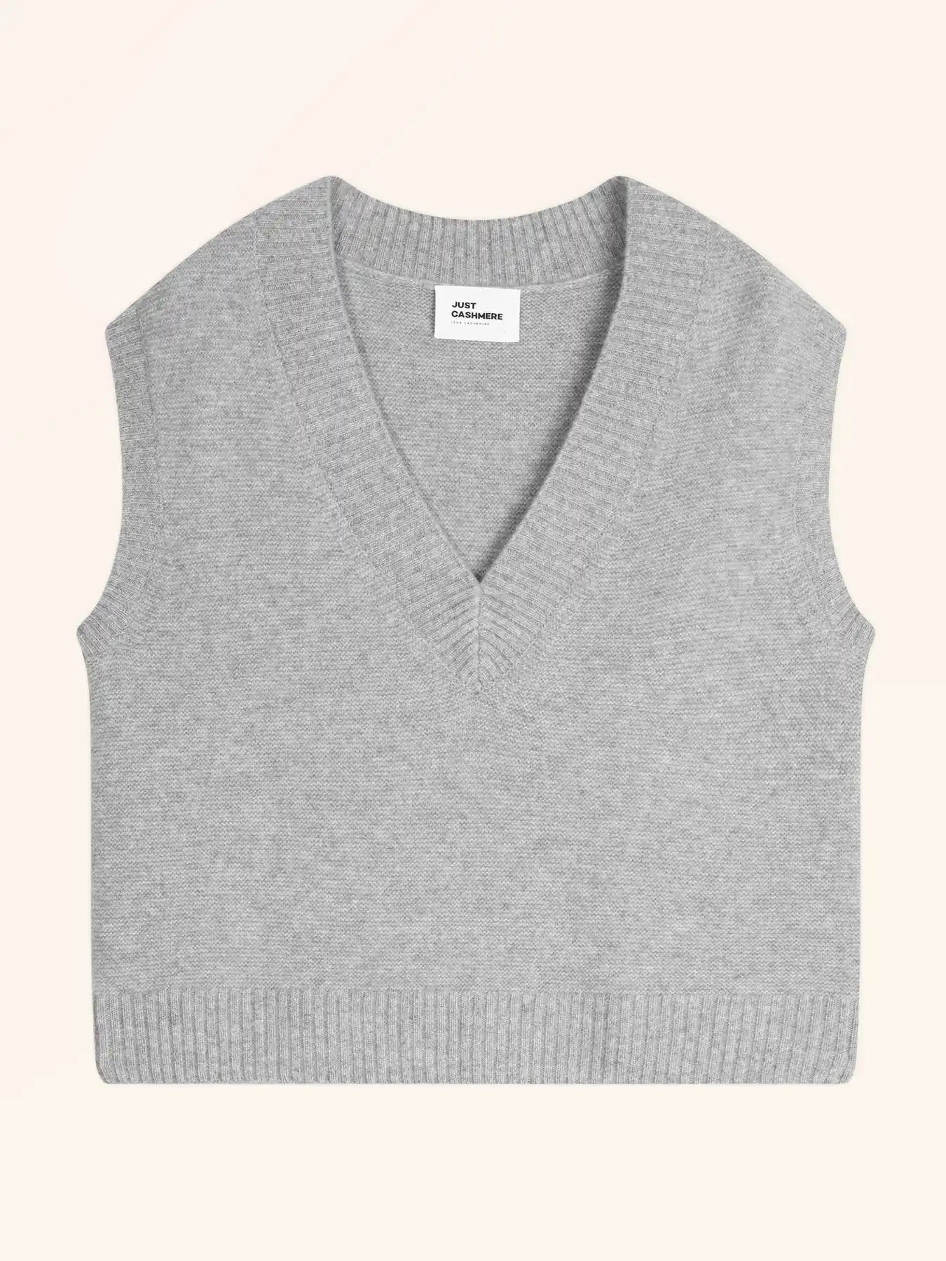 VIVIANA pullover v-ausschnitt ärmellos 4-fädig wolke meliert