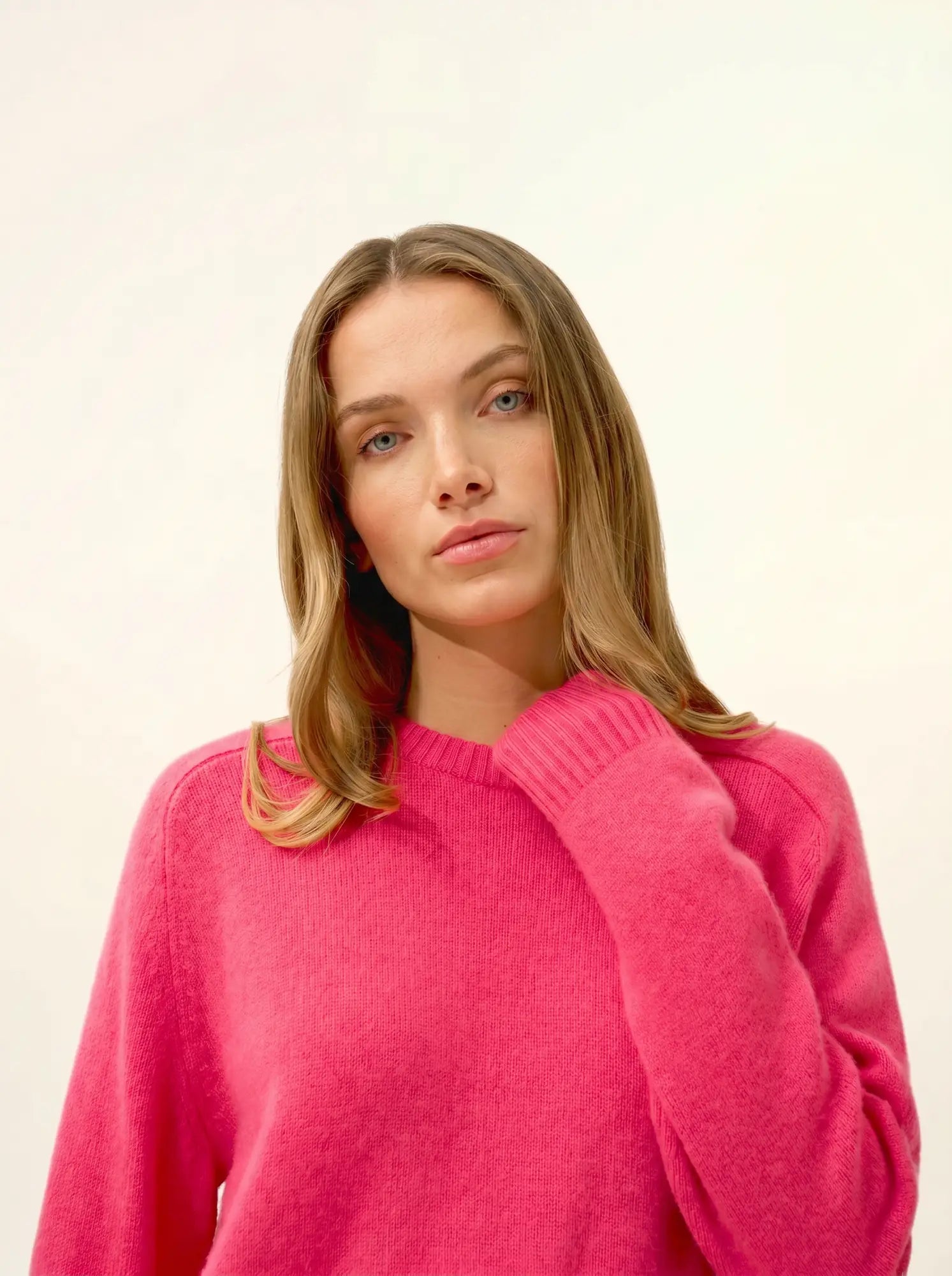 LAVINIA pullover rundhalsausschnitt 4-fädig fraise