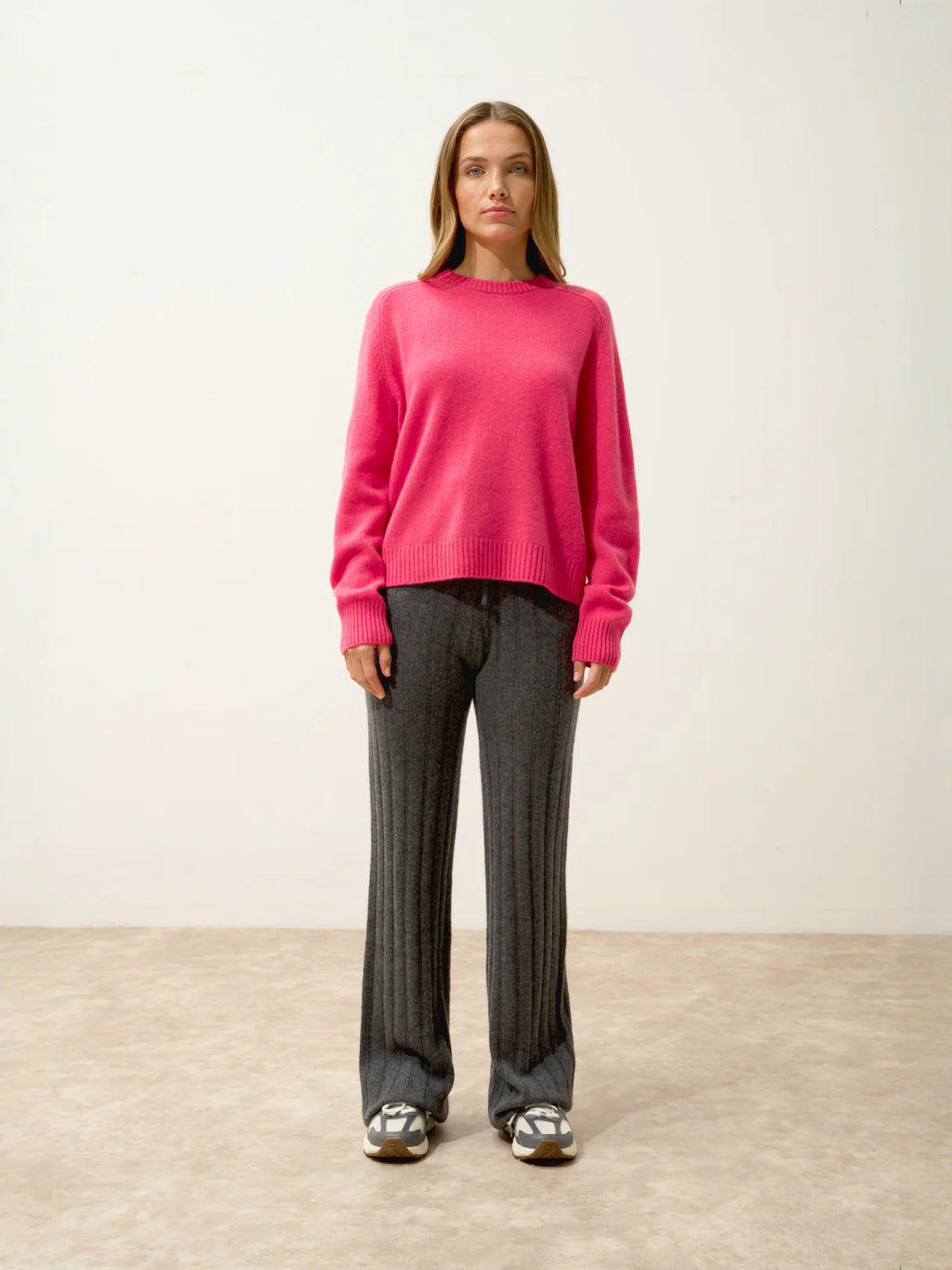 LAVINIA pullover rundhalsausschnitt 4-fädig fraise
