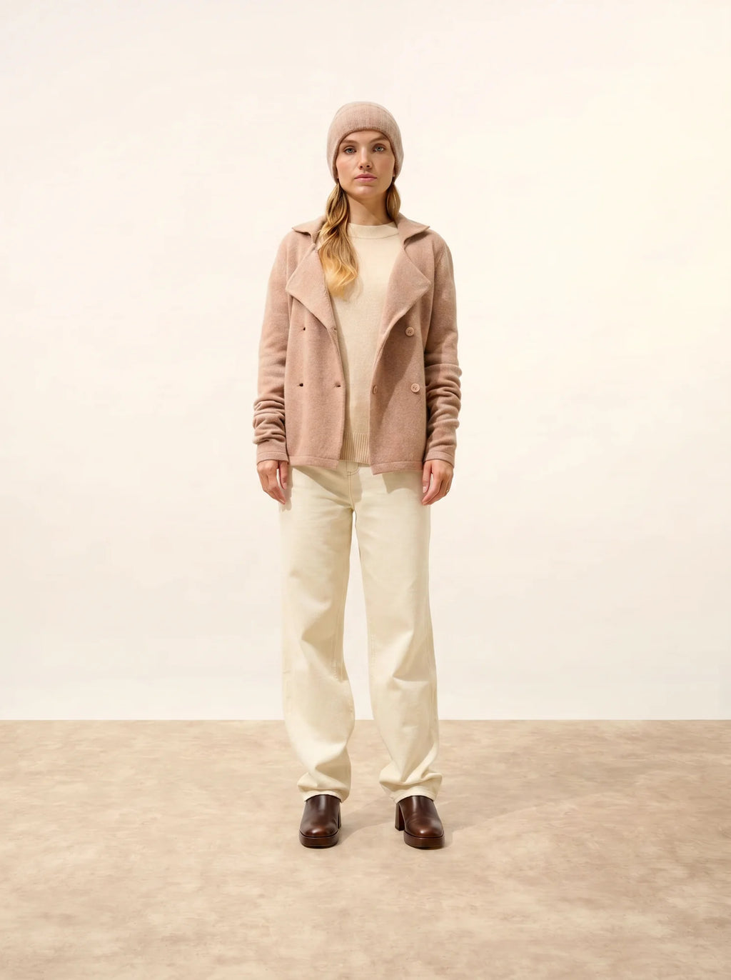 JIN mütze 6-fädig camel meliert