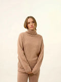 ISERIA pullover rollkragen 4-fädig camel meliert