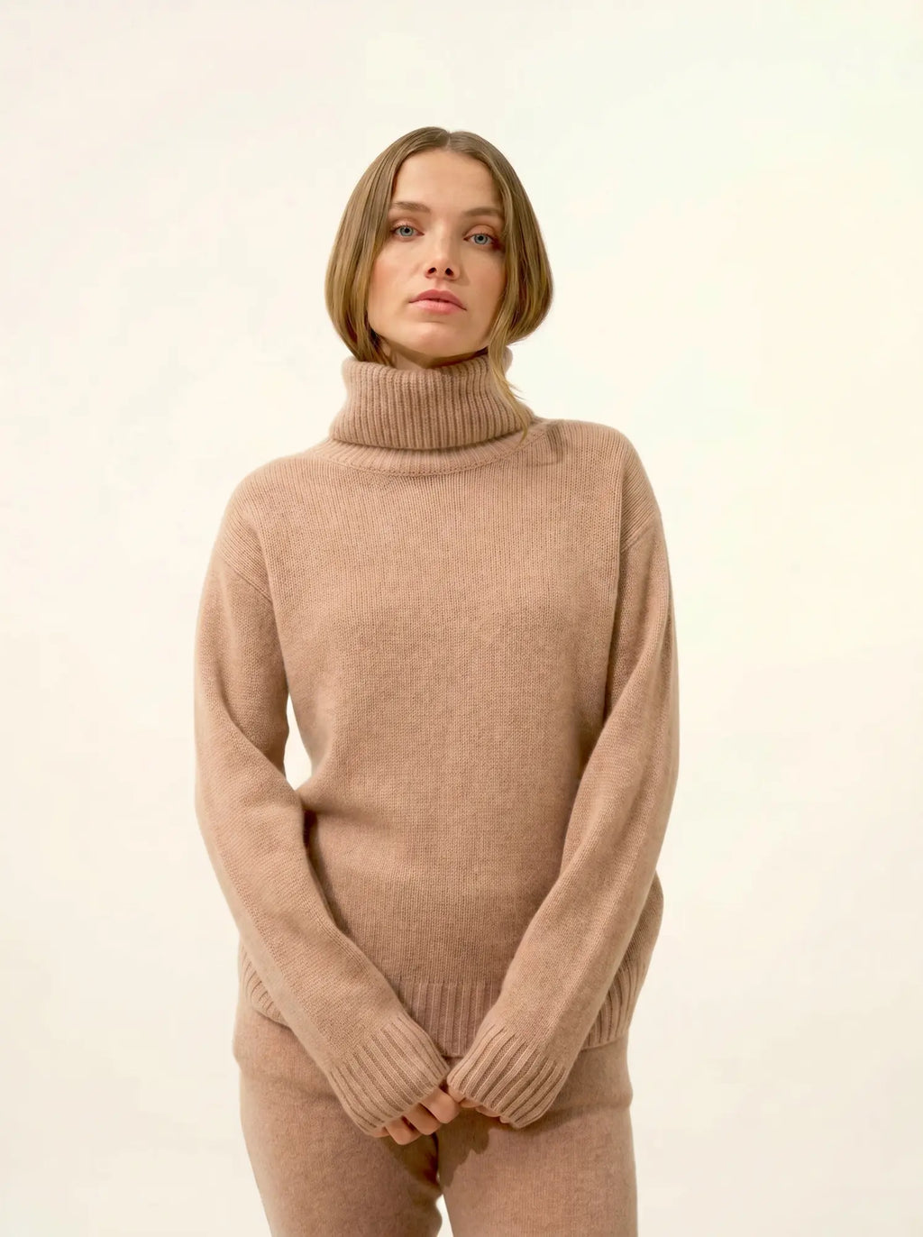ISERIA pullover rollkragen 4-fädig camel meliert