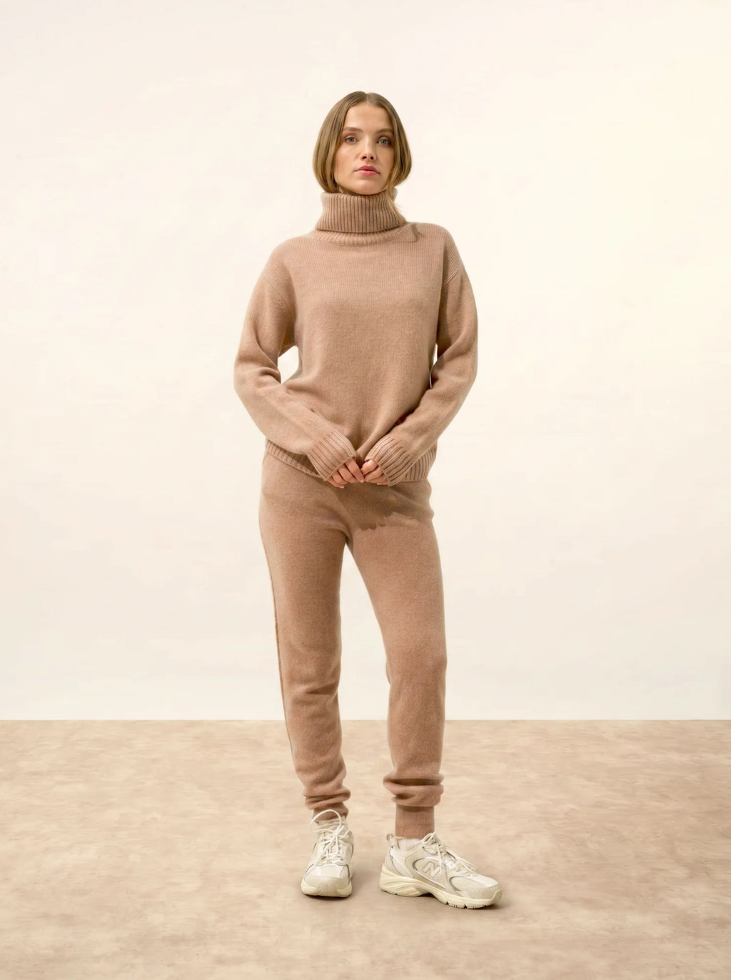 ISERIA pullover rollkragen 4-fädig camel meliert
