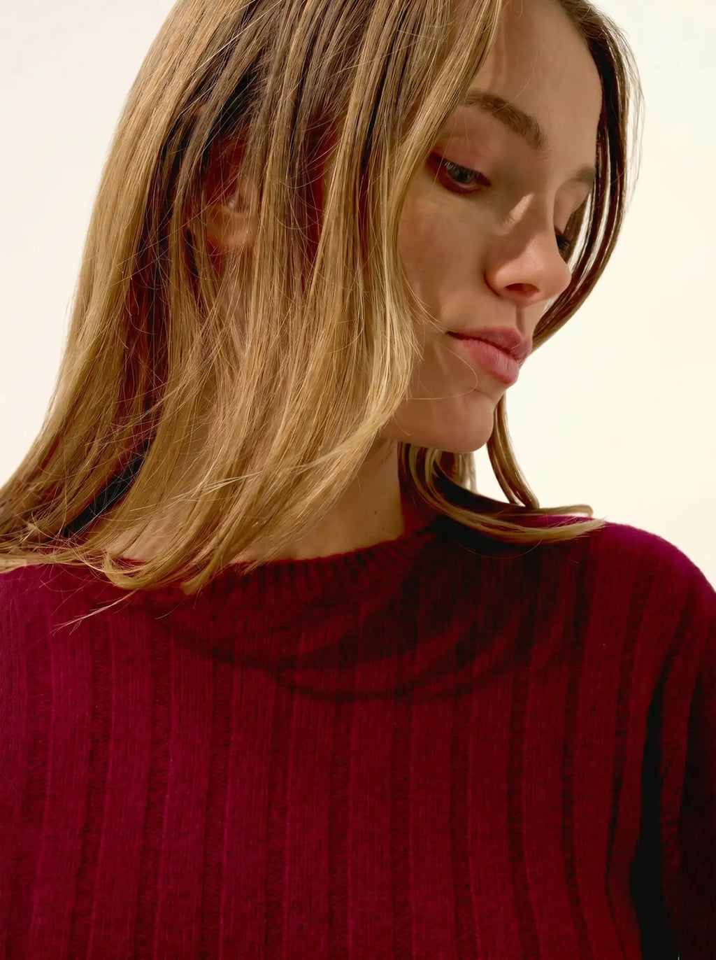 LORANA pullover rundhalsausschnitt 4-fädig bordeaux