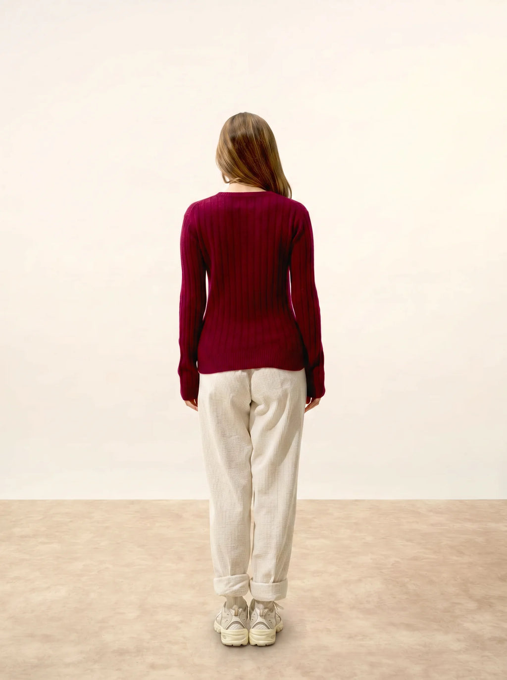 LORANA pullover rundhalsausschnitt 4-fädig bordeaux