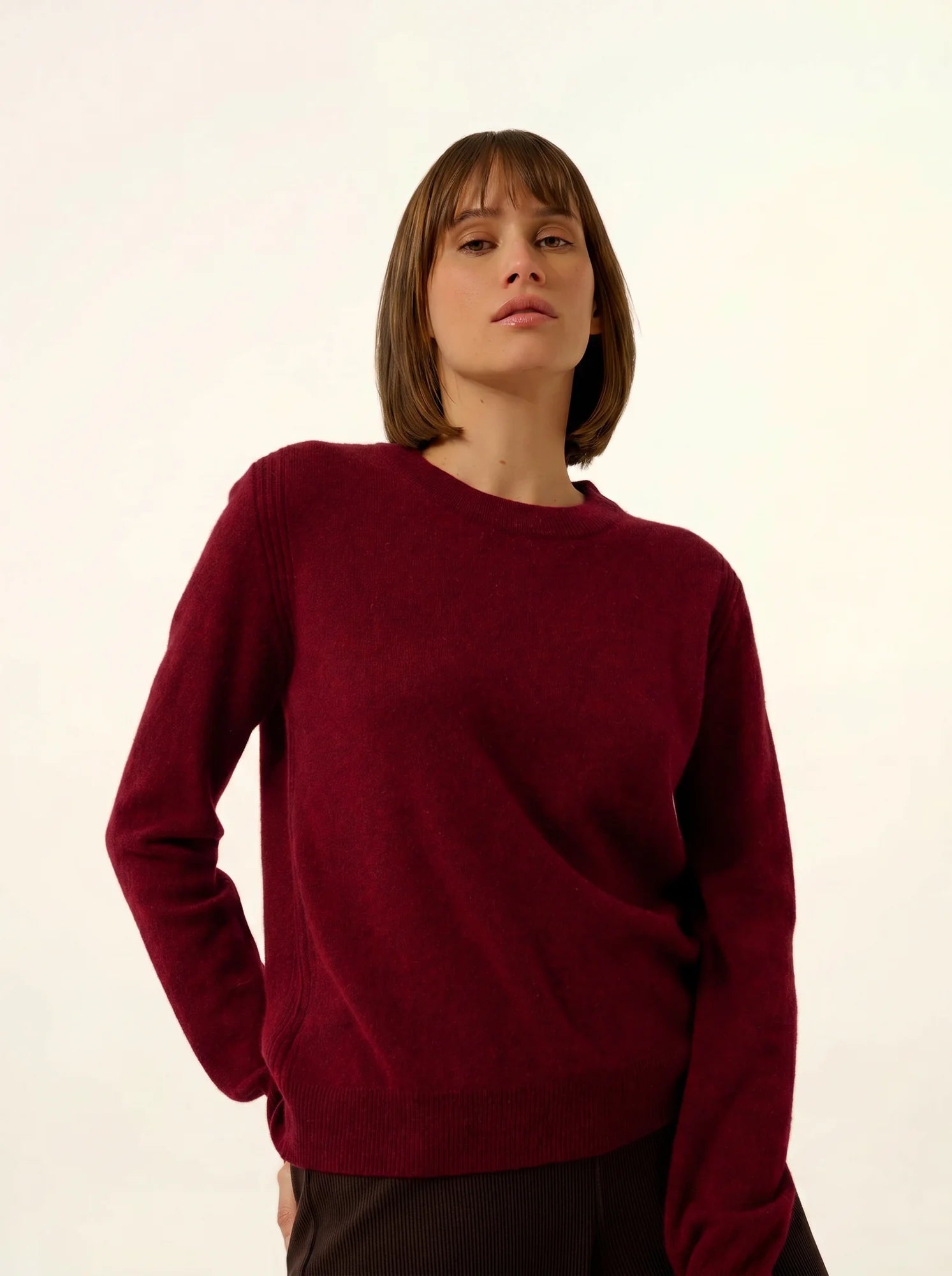 LUNERA pullover rundhalsausschnitt cranberry meliert