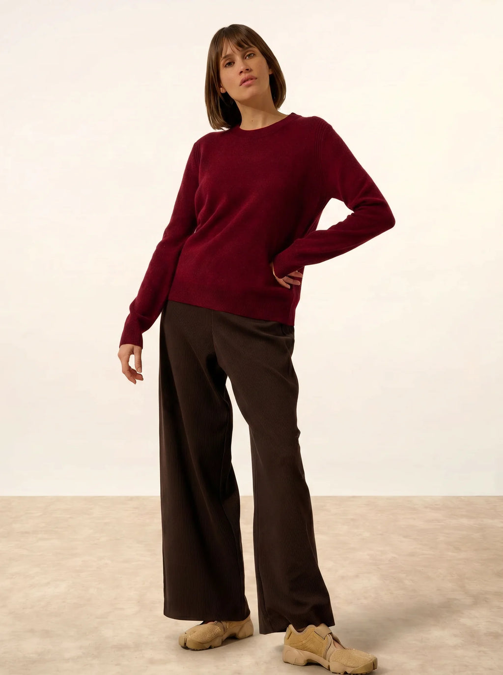 LUNERA pullover rundhalsausschnitt cranberry meliert