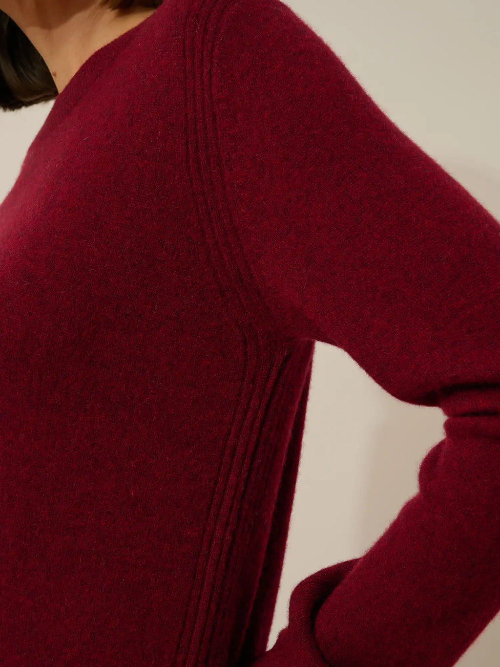 LUNERA pullover rundhalsausschnitt cranberry meliert