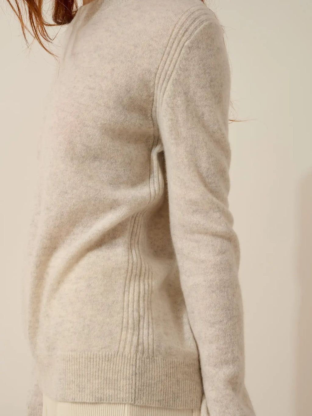 LUNERA pullover rundhalsausschnitt perlgrau meliert
