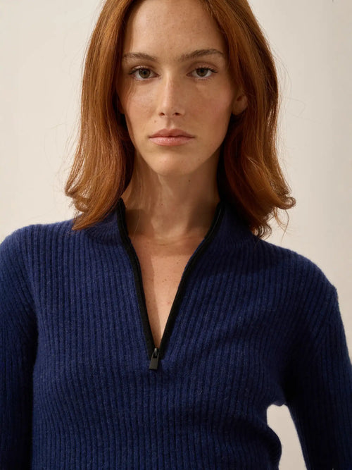 CASSILDA pull camionneur bleu nuit et noir