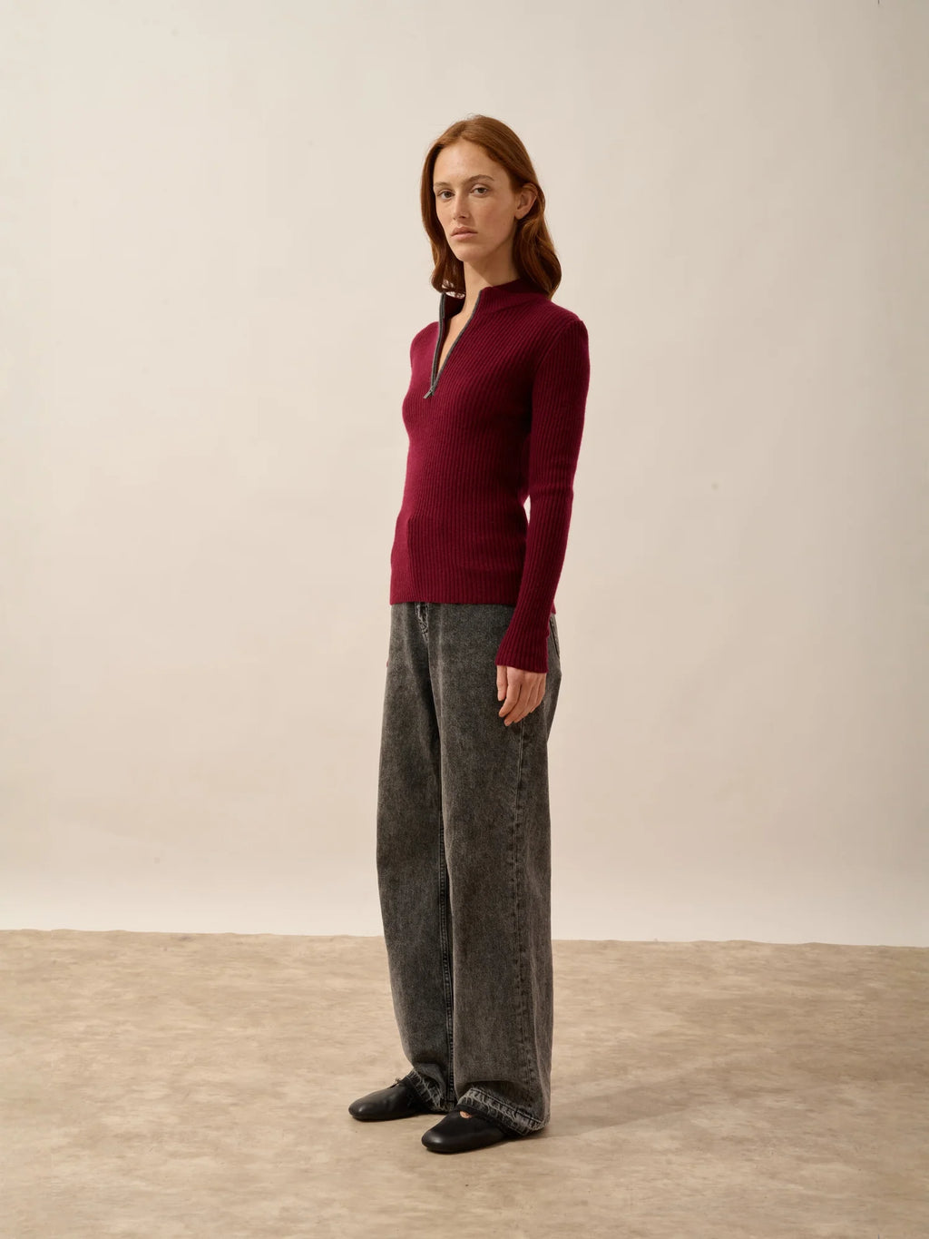 CASSILDA pullover dockermütze bordeaux und anthrazit meliert