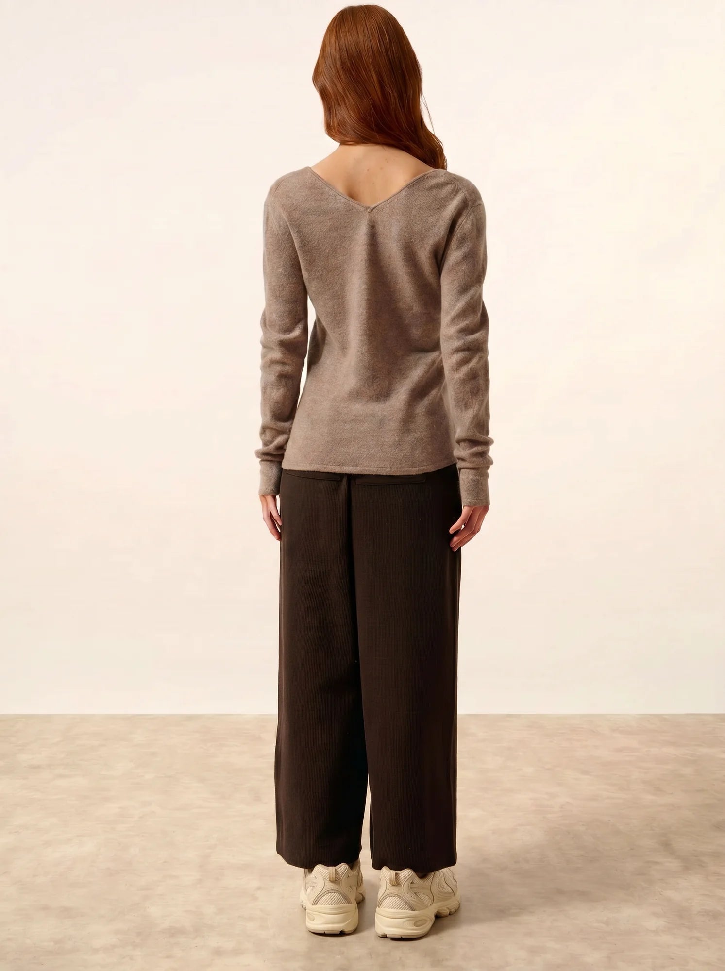 MIRELLA pullover v-ausschnitt vorne und hinten caribou meliert