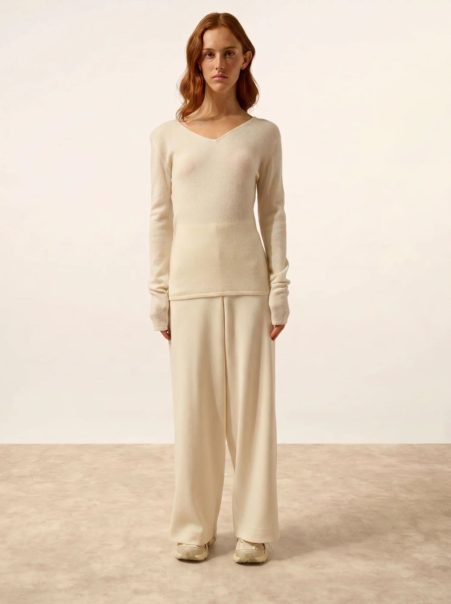 MIRELLA pullover v-ausschnitt vorne und hinten elfenbein