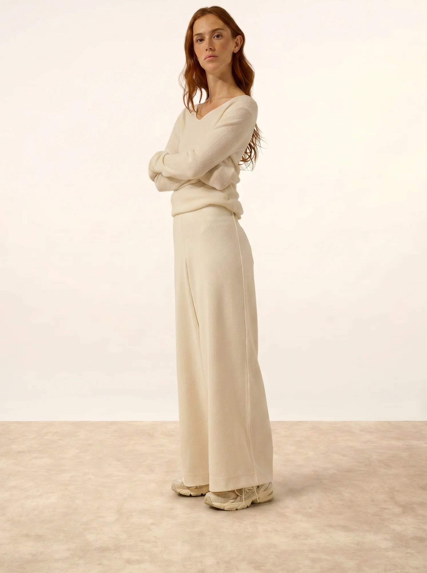 MIRELLA pullover v-ausschnitt vorne und hinten elfenbein