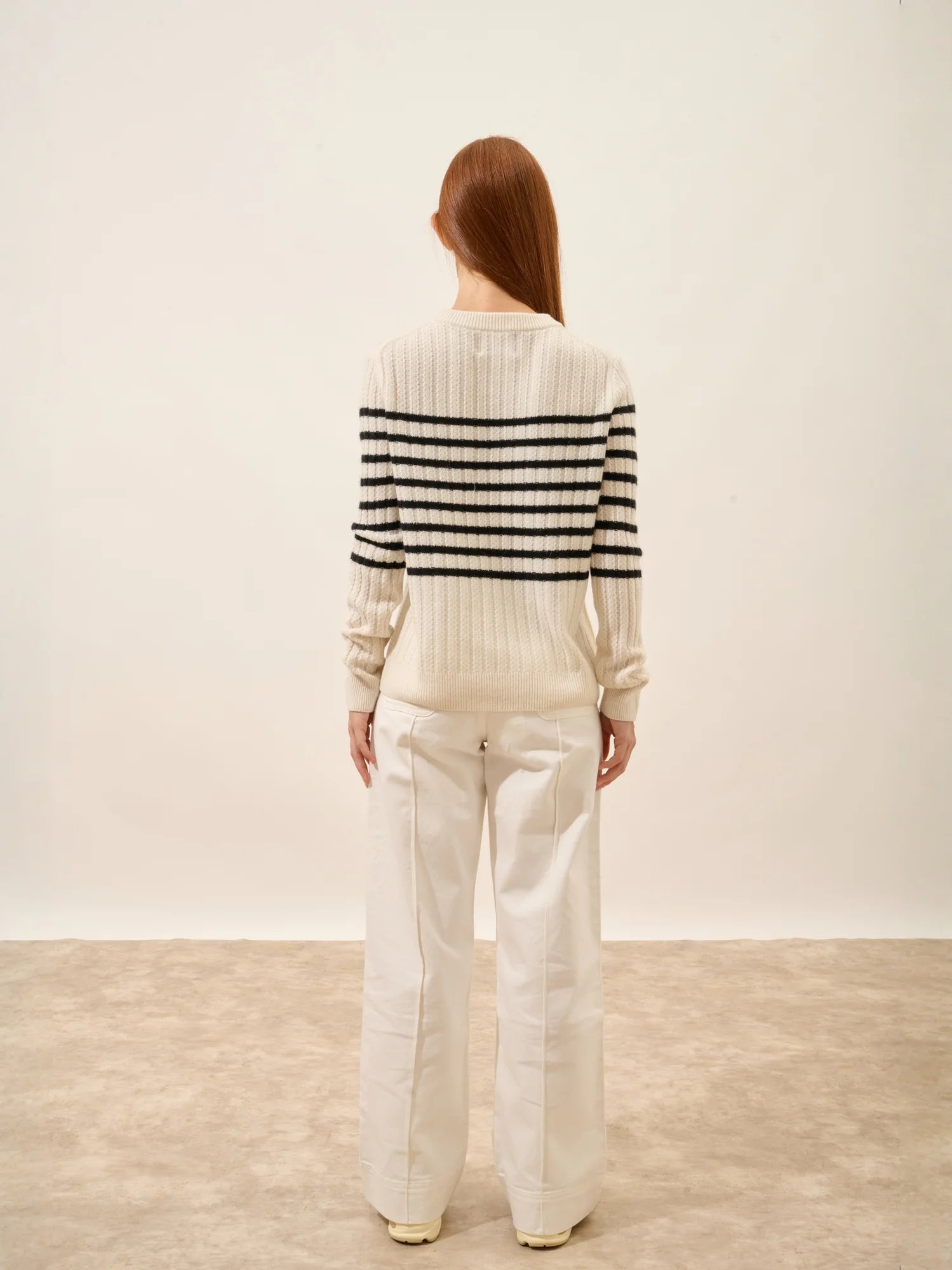 SYLVANA pullover rundhalsausschnitt 4-fädig schwarz und elfenbein