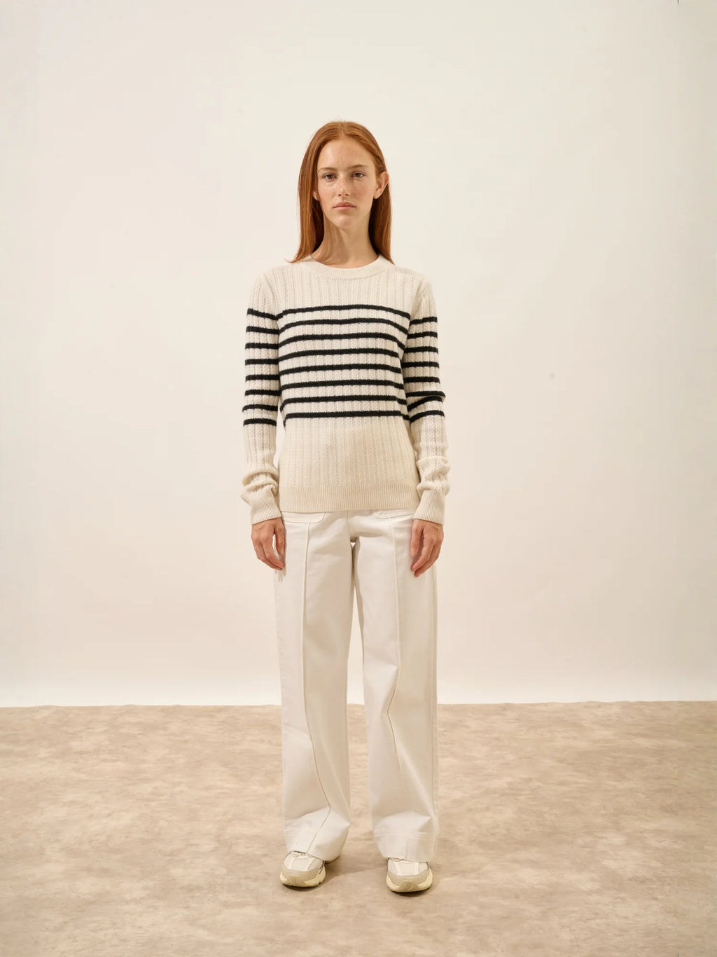 SYLVANA pullover rundhalsausschnitt 4-fädig schwarz und elfenbein