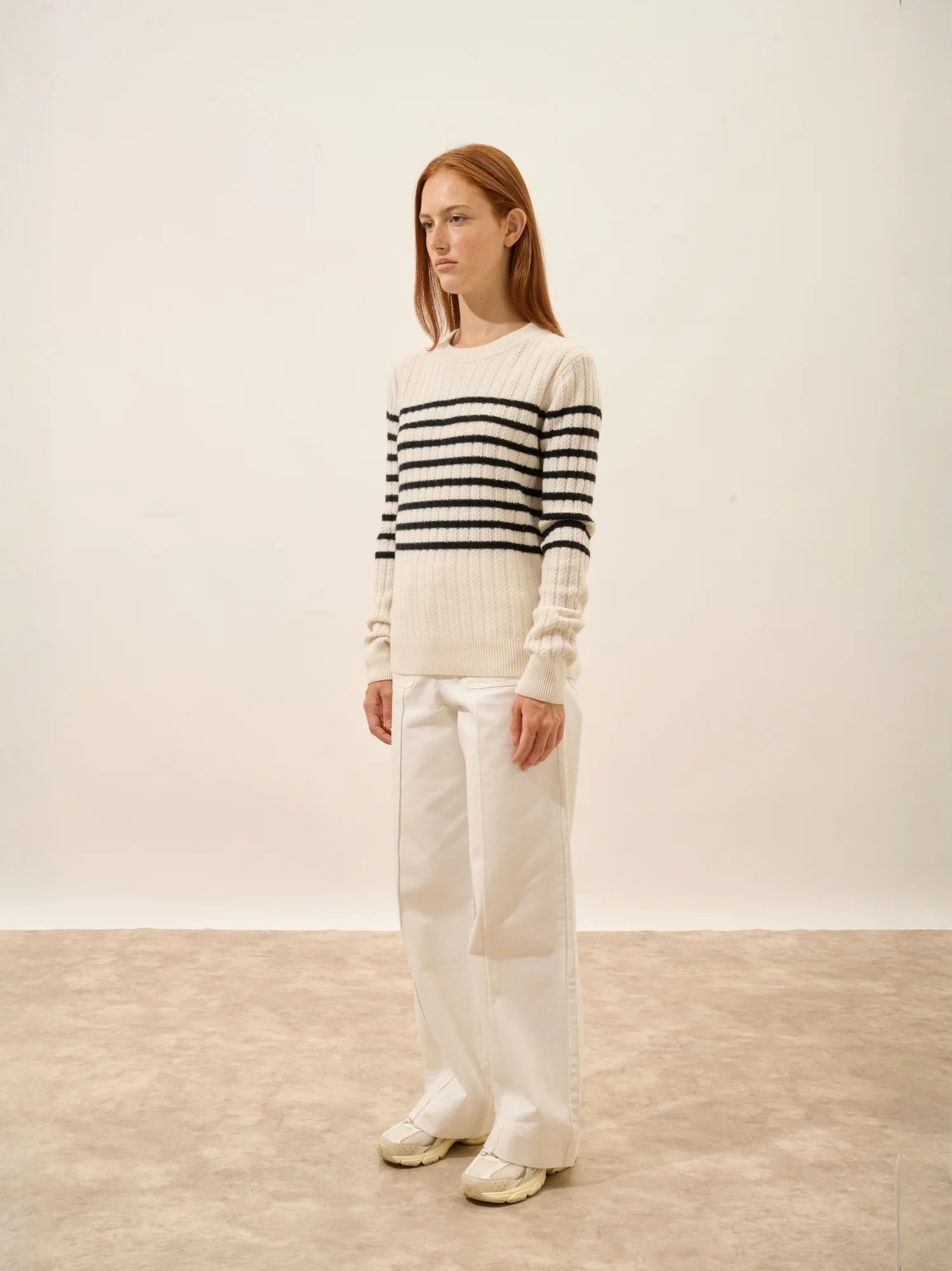 SYLVANA pullover rundhalsausschnitt 4-fädig schwarz und elfenbein