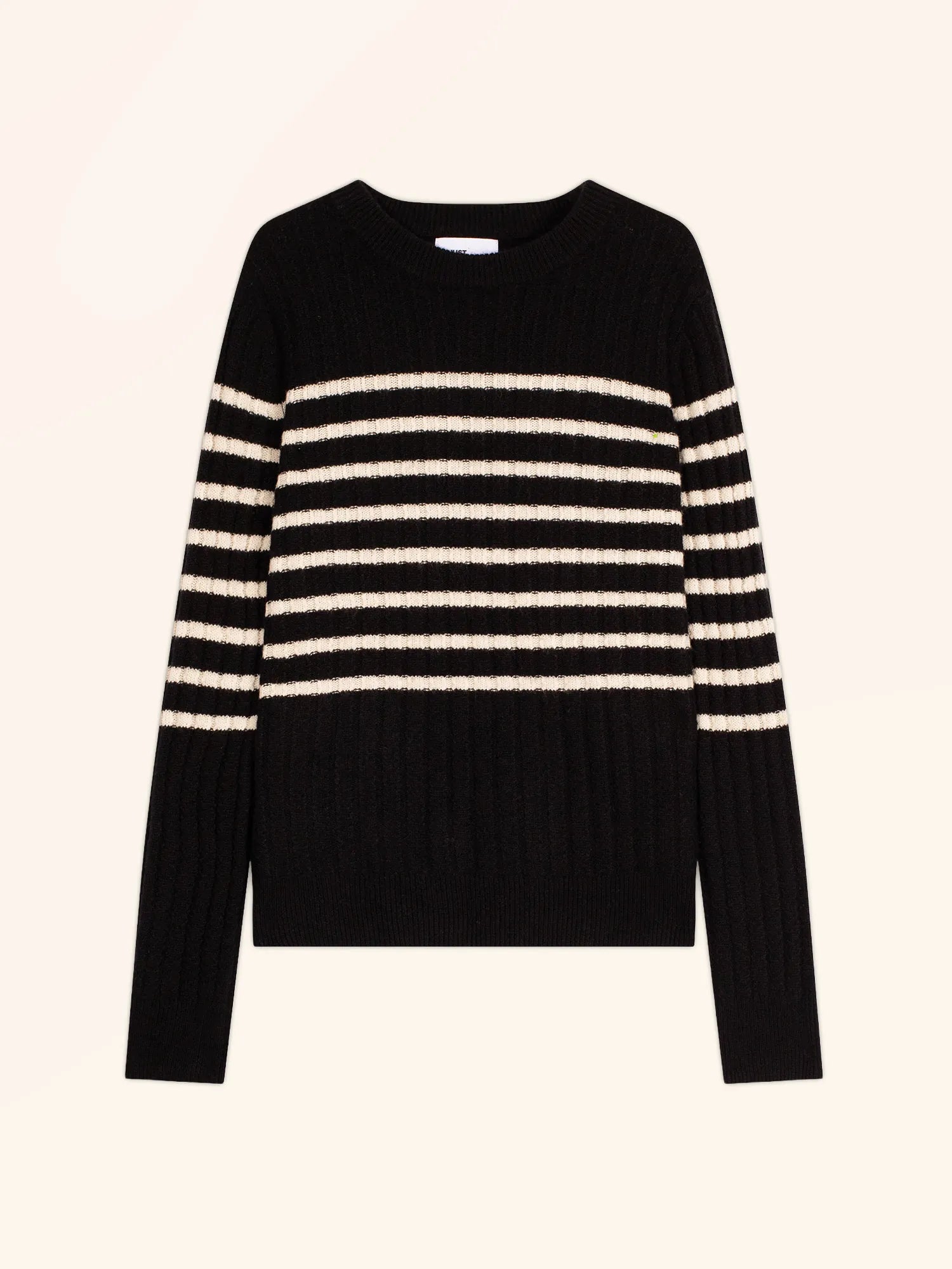 SYLVANA pull col rond 4 fils noir et ivoire