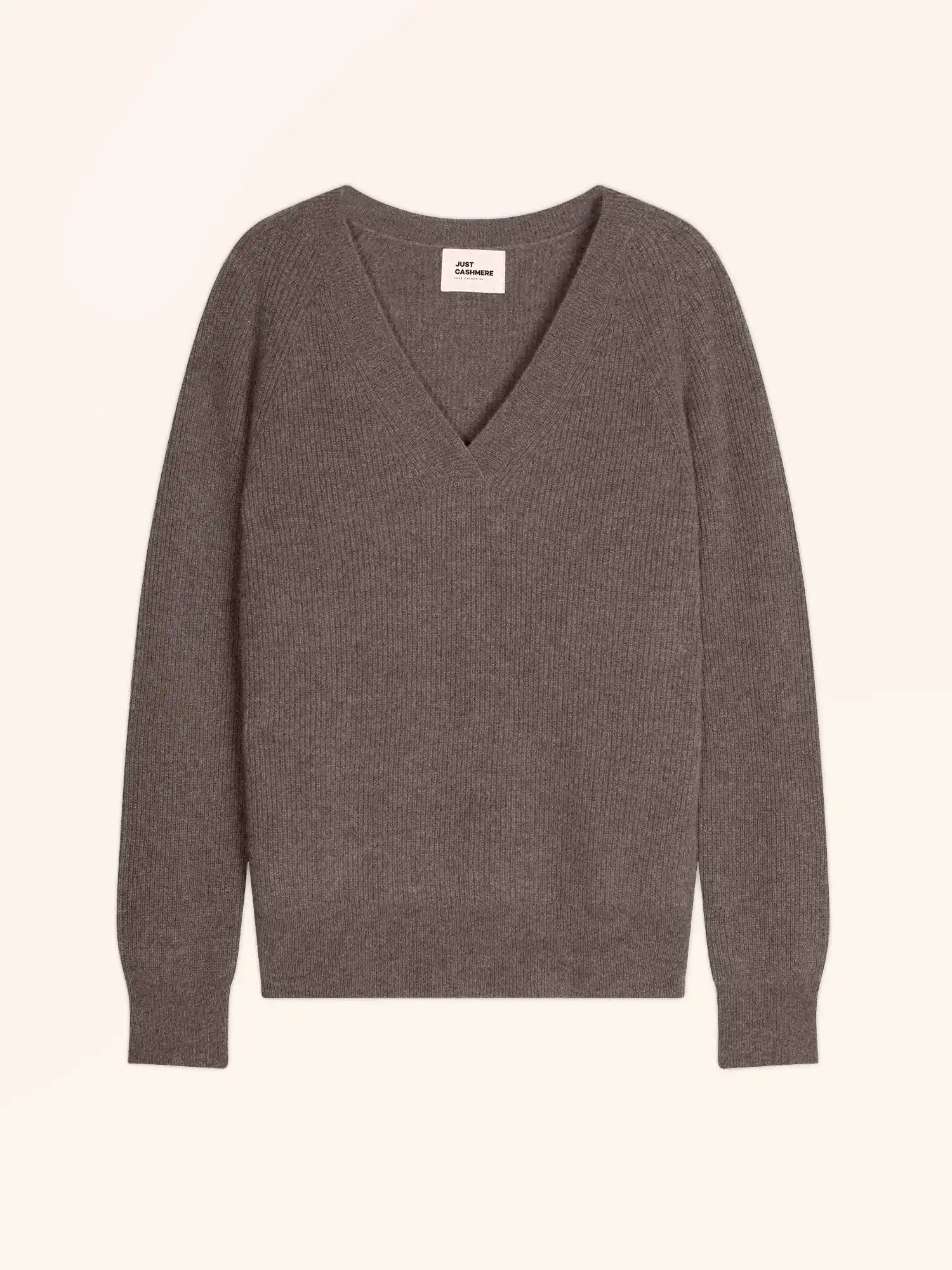 ISALUNE pullover v-ausschnitt taupe meliert