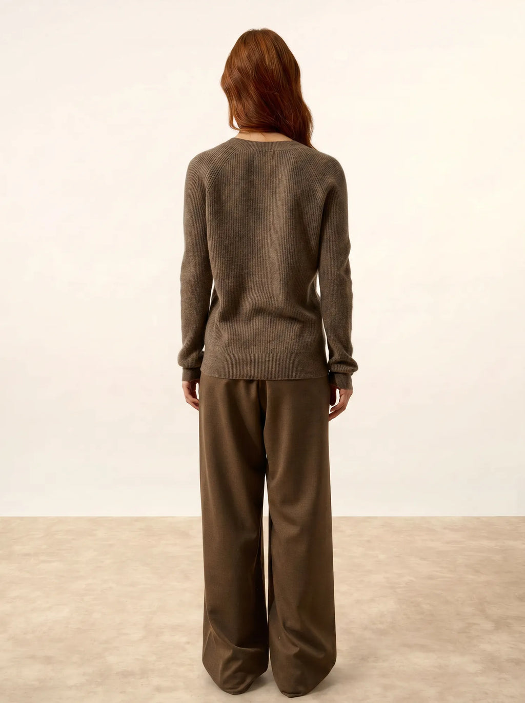 ISALUNE pullover v-ausschnitt taupe meliert