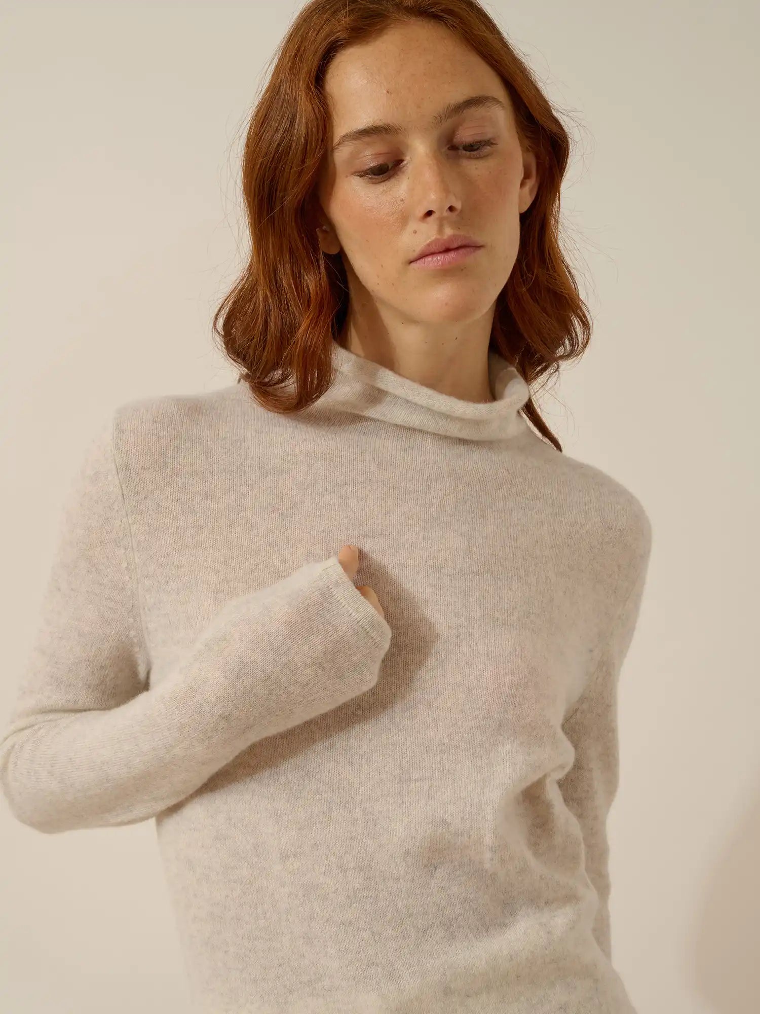 LYSANDRA pullover rollkragen perlgrau meliert