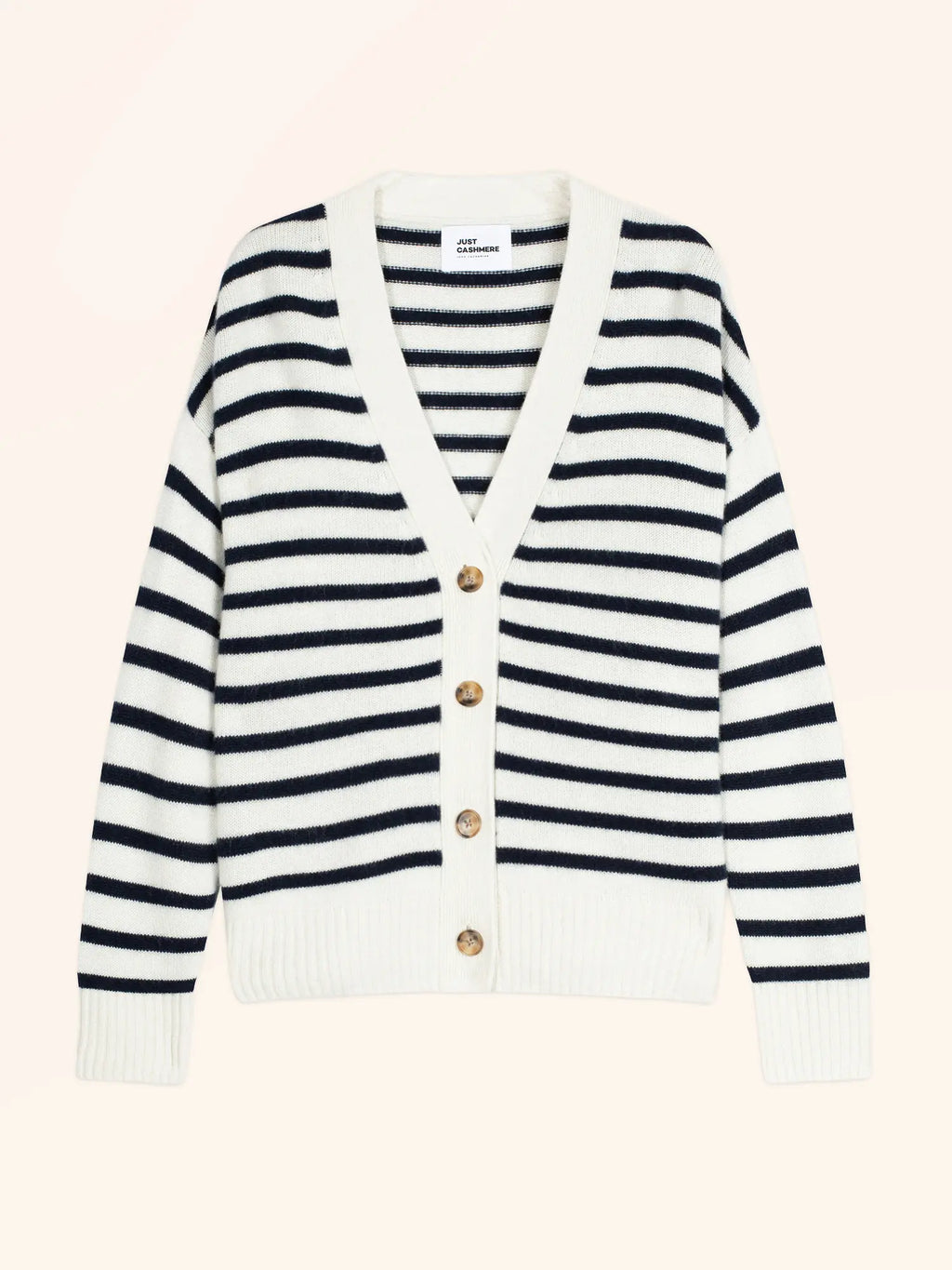 MIRENA strickjacke v-ausschnitt 4-fädig marineblau und elfenbein
