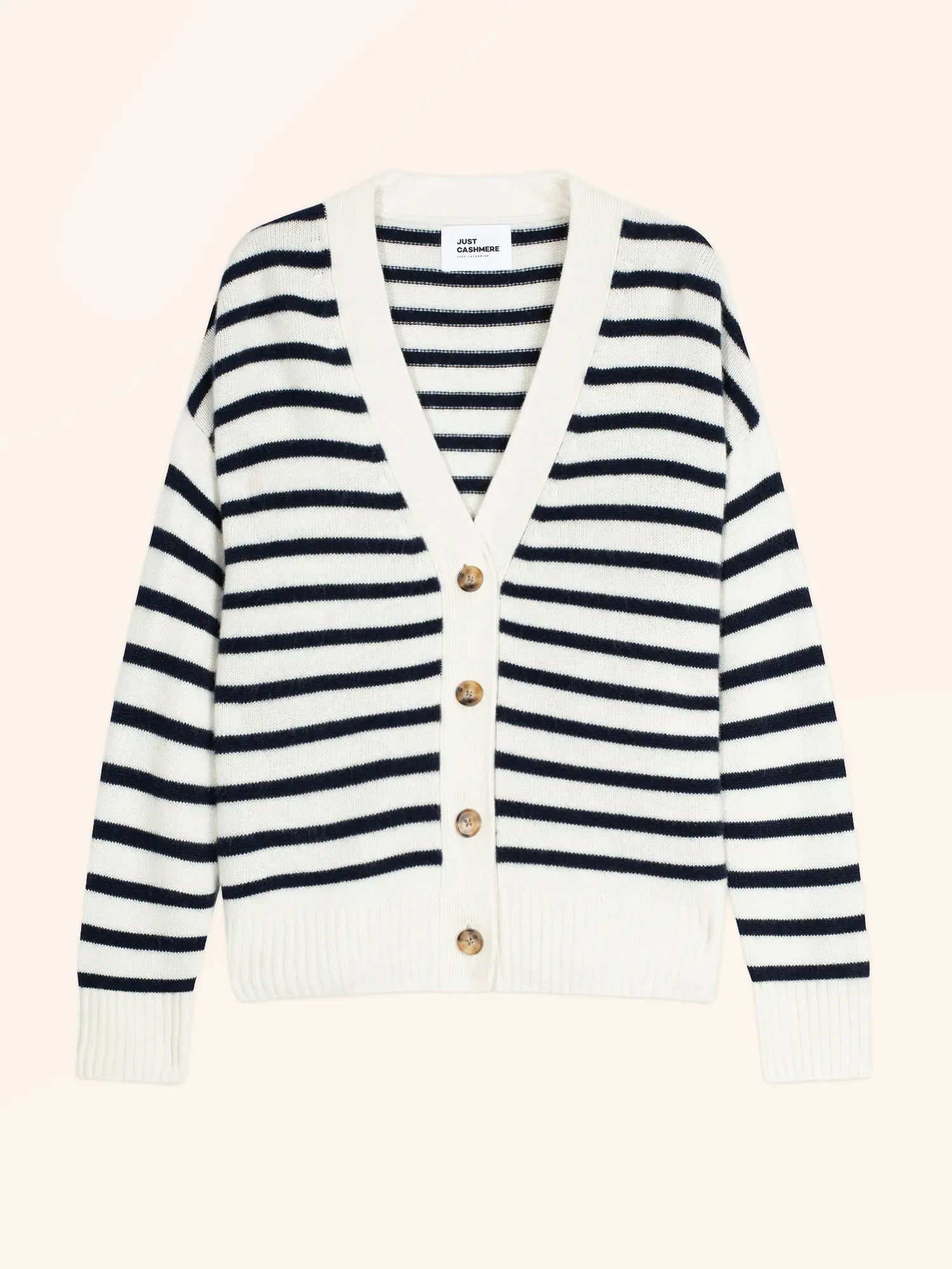 MIRENA strickjacke v-ausschnitt 4-fädig marineblau und elfenbein
