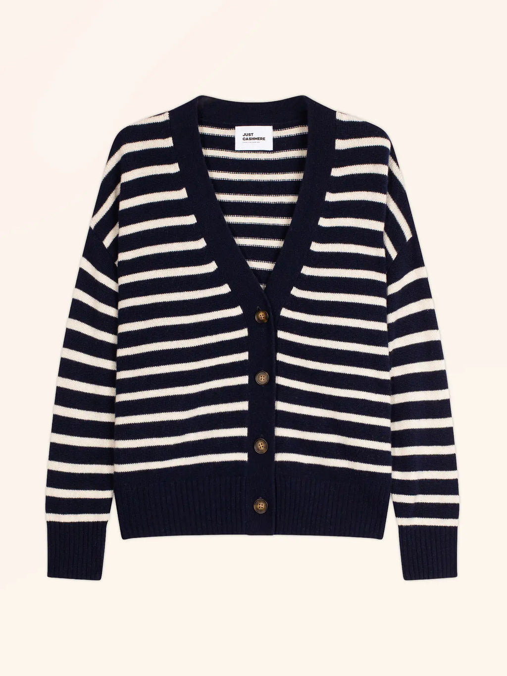 MIRENA strickjacke v-ausschnitt 4-fädig marineblau und elfenbein