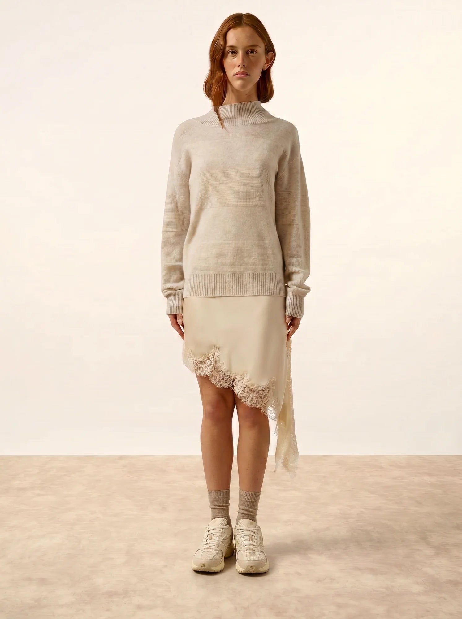 AMBER pullover stehkragen perlgrau meliert
