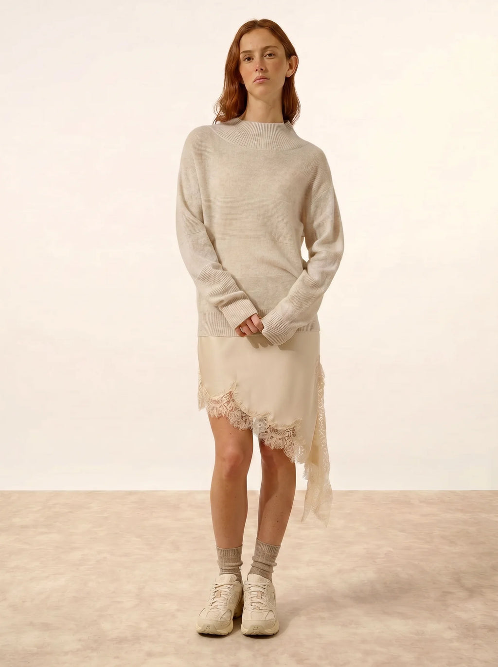 AMBER pullover stehkragen perlgrau meliert