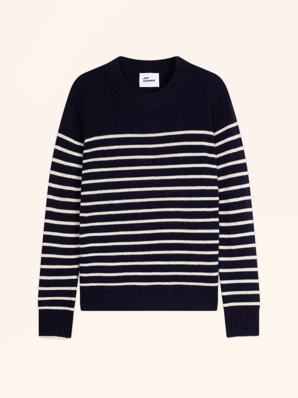FIORA pull col rond 4 fils bleu marine et ivoire
