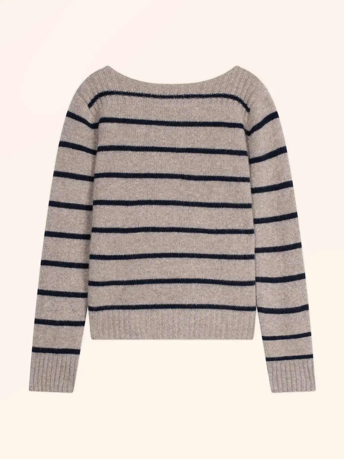 GAÏA pullover u-boot-ausschnitt 4-fädig marineblau und caribou meliert