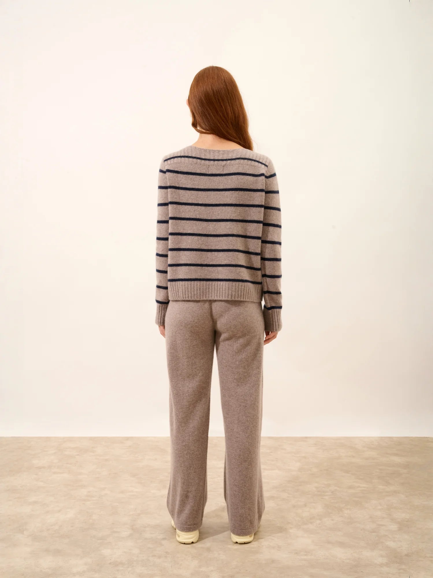 GAÏA pullover u-boot-ausschnitt 4-fädig marineblau und caribou meliert