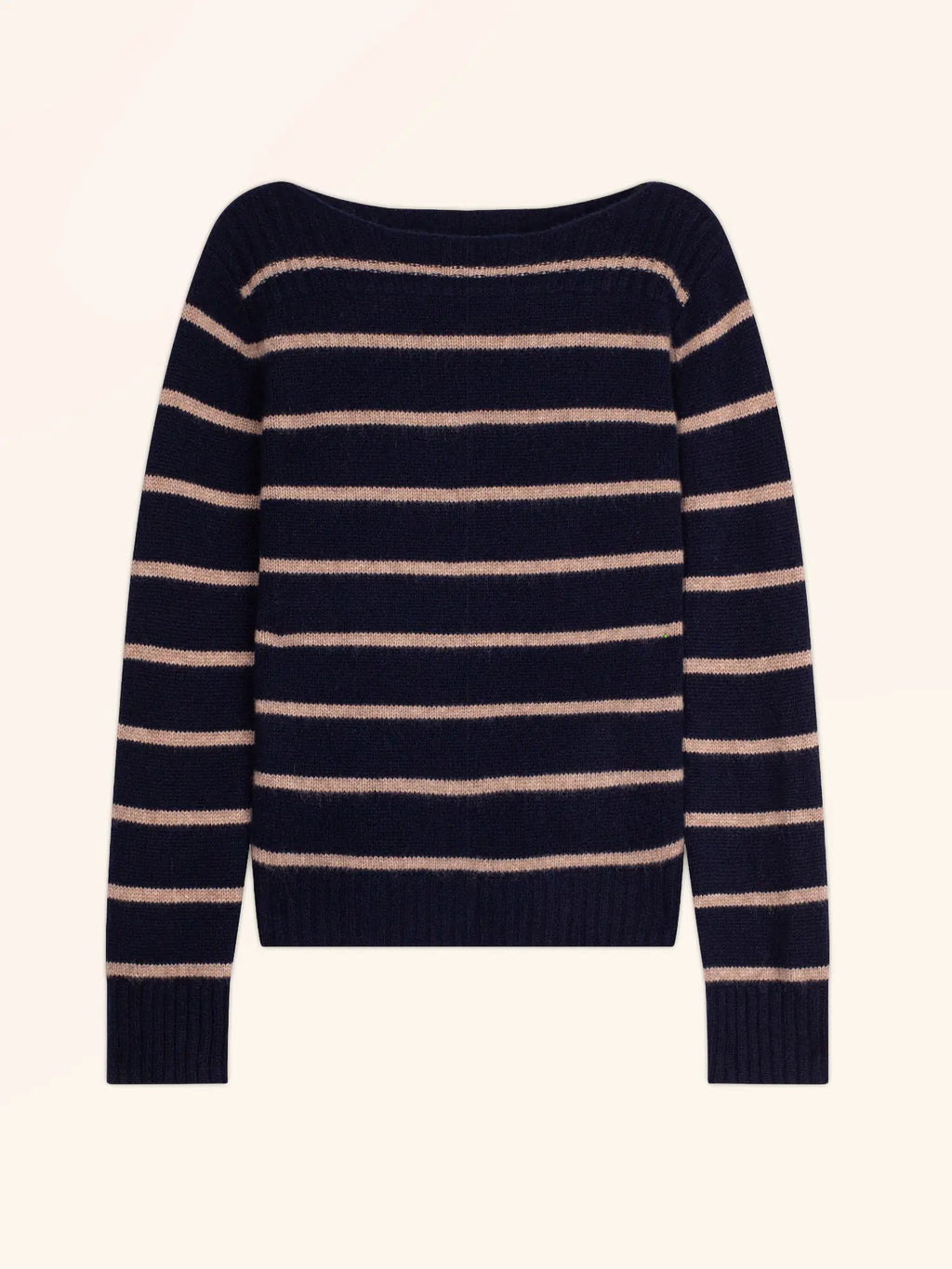 GAÏA pullover u-boot-ausschnitt 4-fädig marineblau und caribou meliert