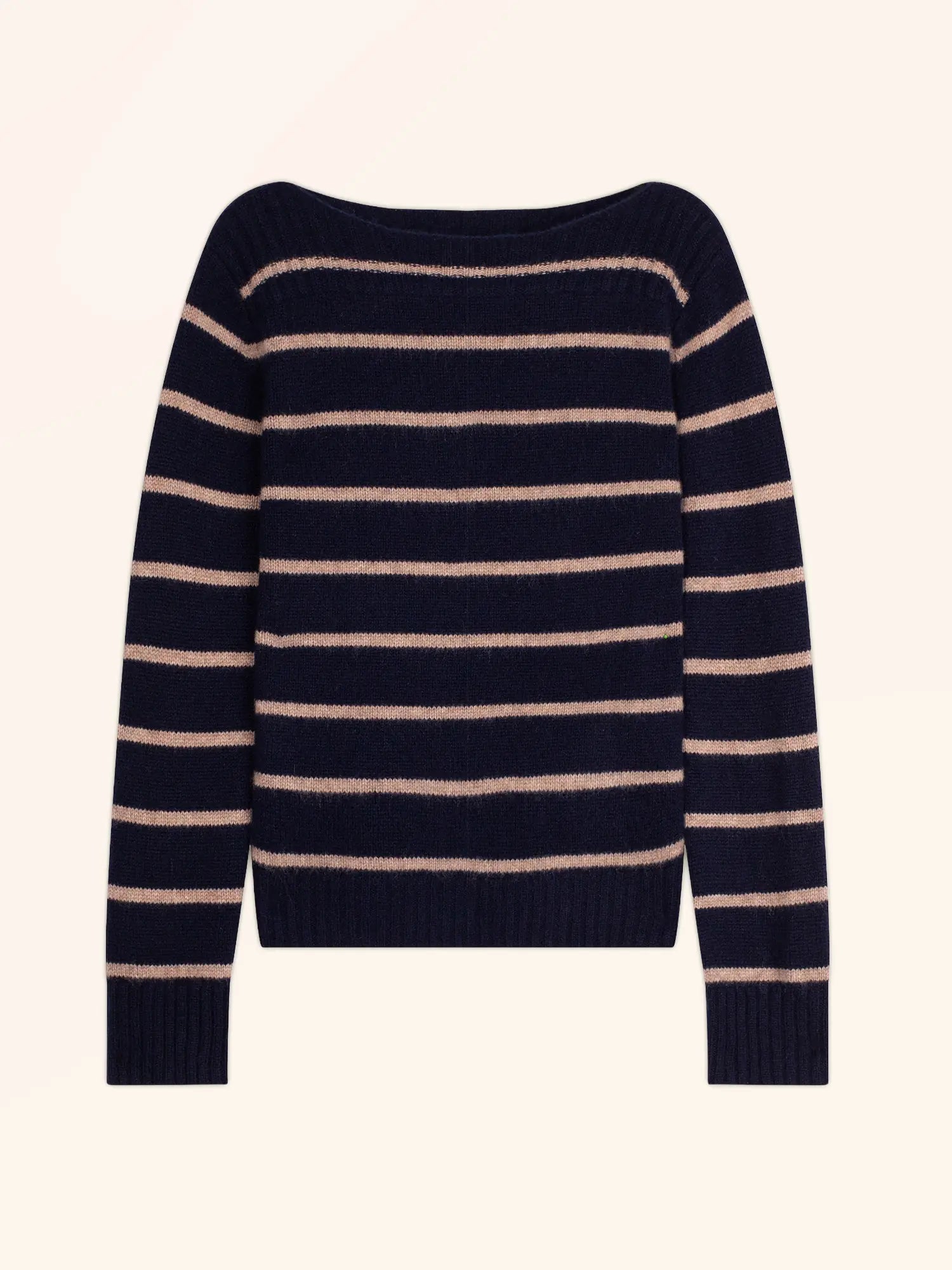 GAÏA pullover u-boot-ausschnitt 4-fädig marineblau und caribou meliert