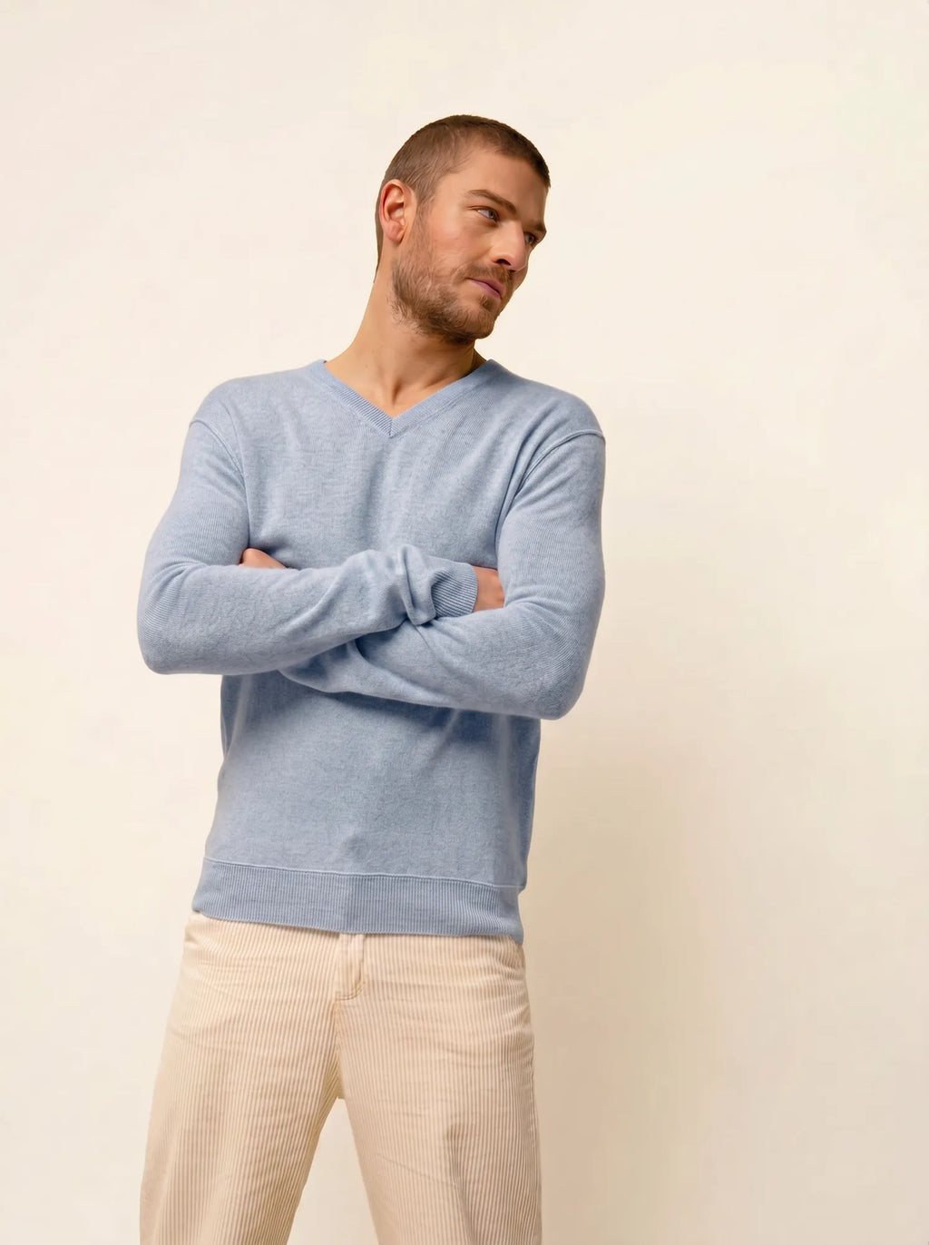 WALT Pullover V-Ausschnitt Elfenbeinblau