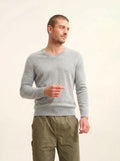 WALT pull col v gris clair chiné