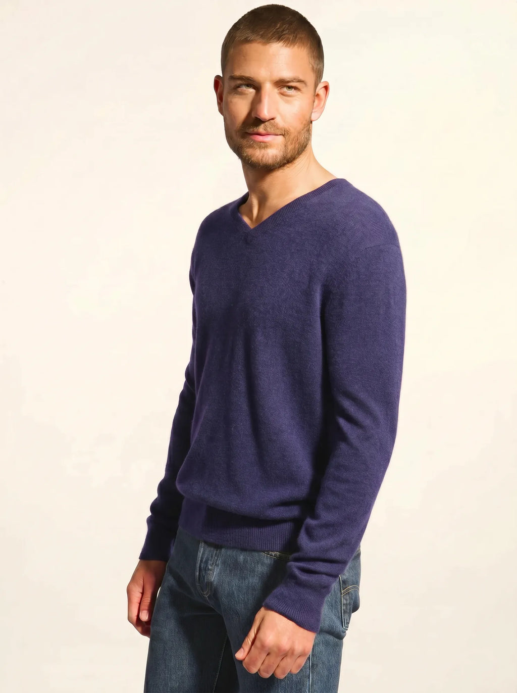 WALT pull col v violet gris chiné