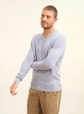 NATHAN pullover v-ausschnitt 4-fädig blau elfenbein