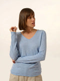 JOAN pullover v-ausschnitt himmelblau meliert