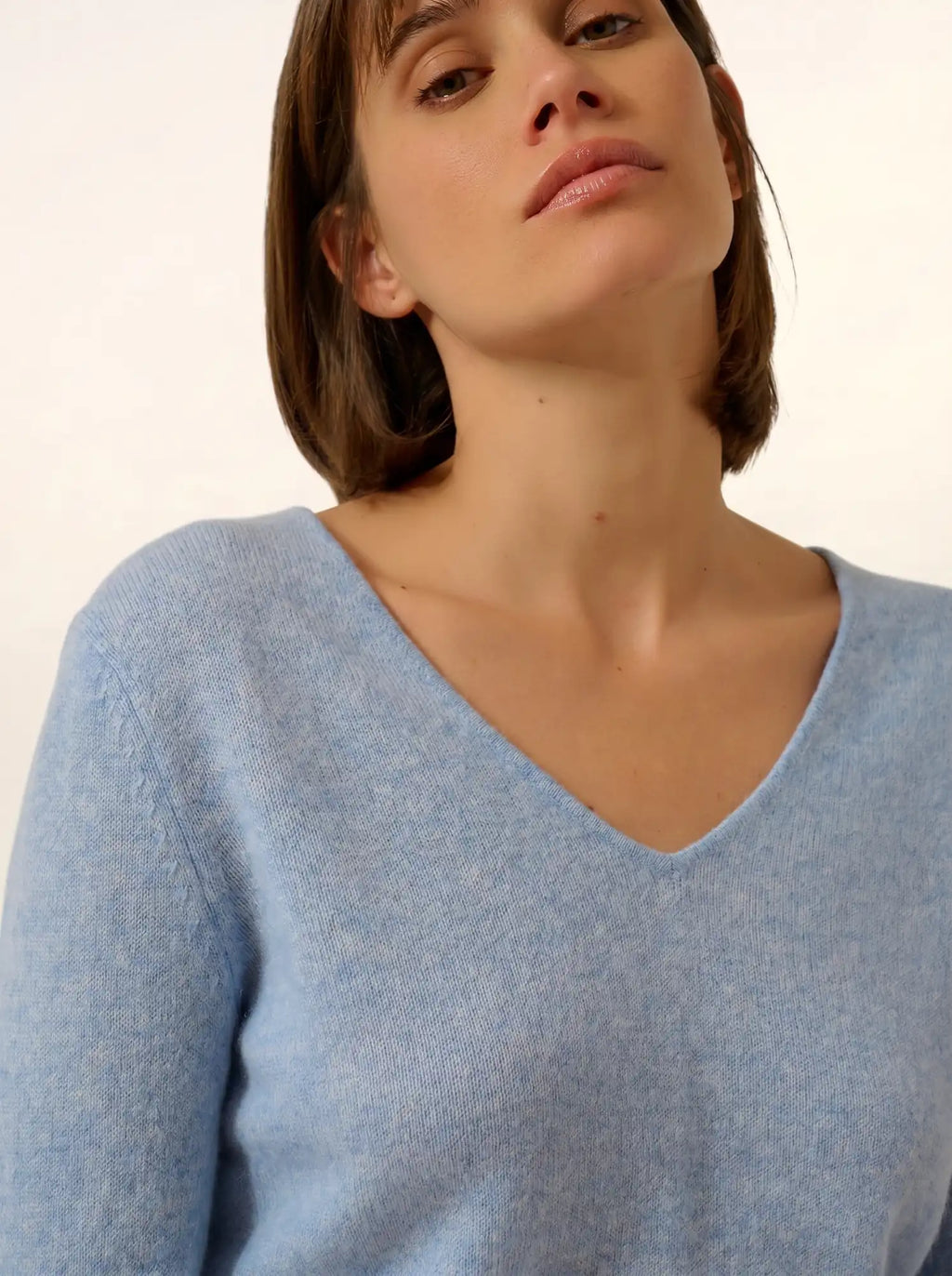 JOAN pullover v-ausschnitt himmelblau meliert