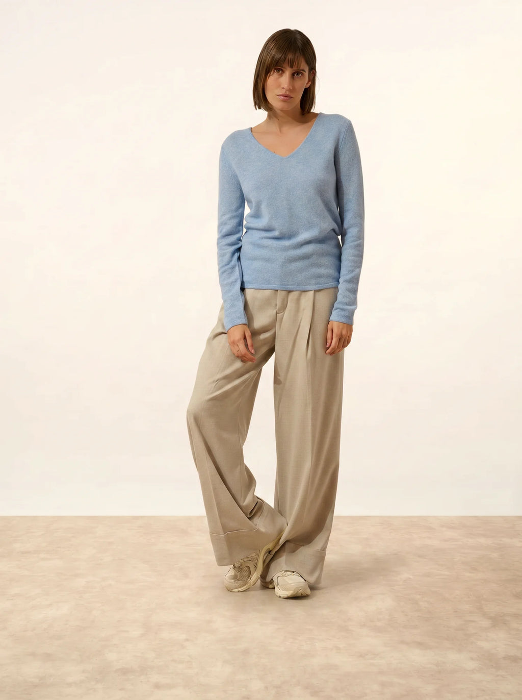 JOAN pullover v-ausschnitt himmelblau meliert