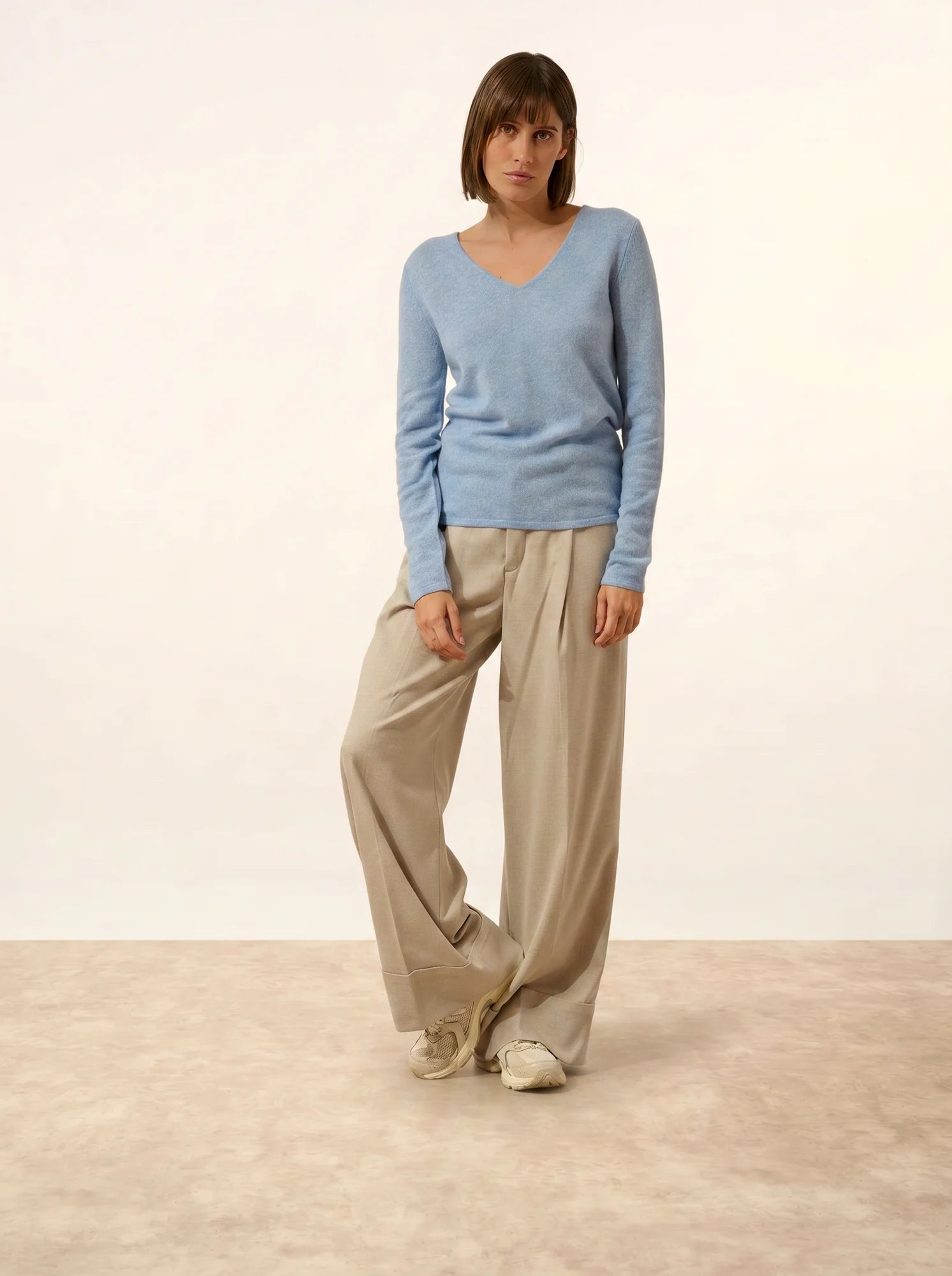 JOAN pullover v-ausschnitt himmelblau meliert