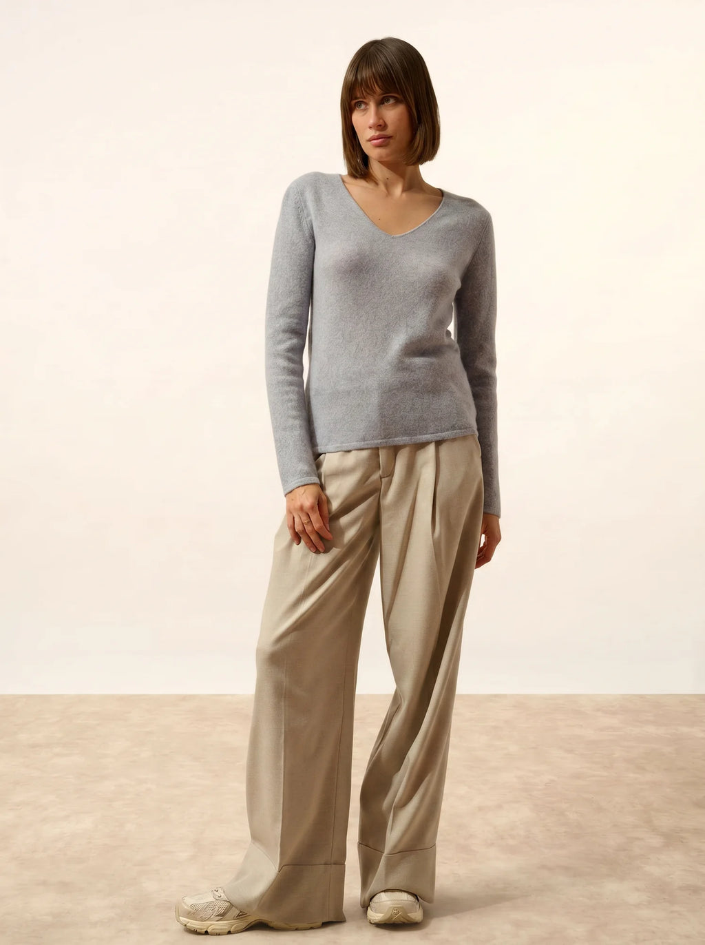 JOAN pullover v-ausschnitt blau elfenbein