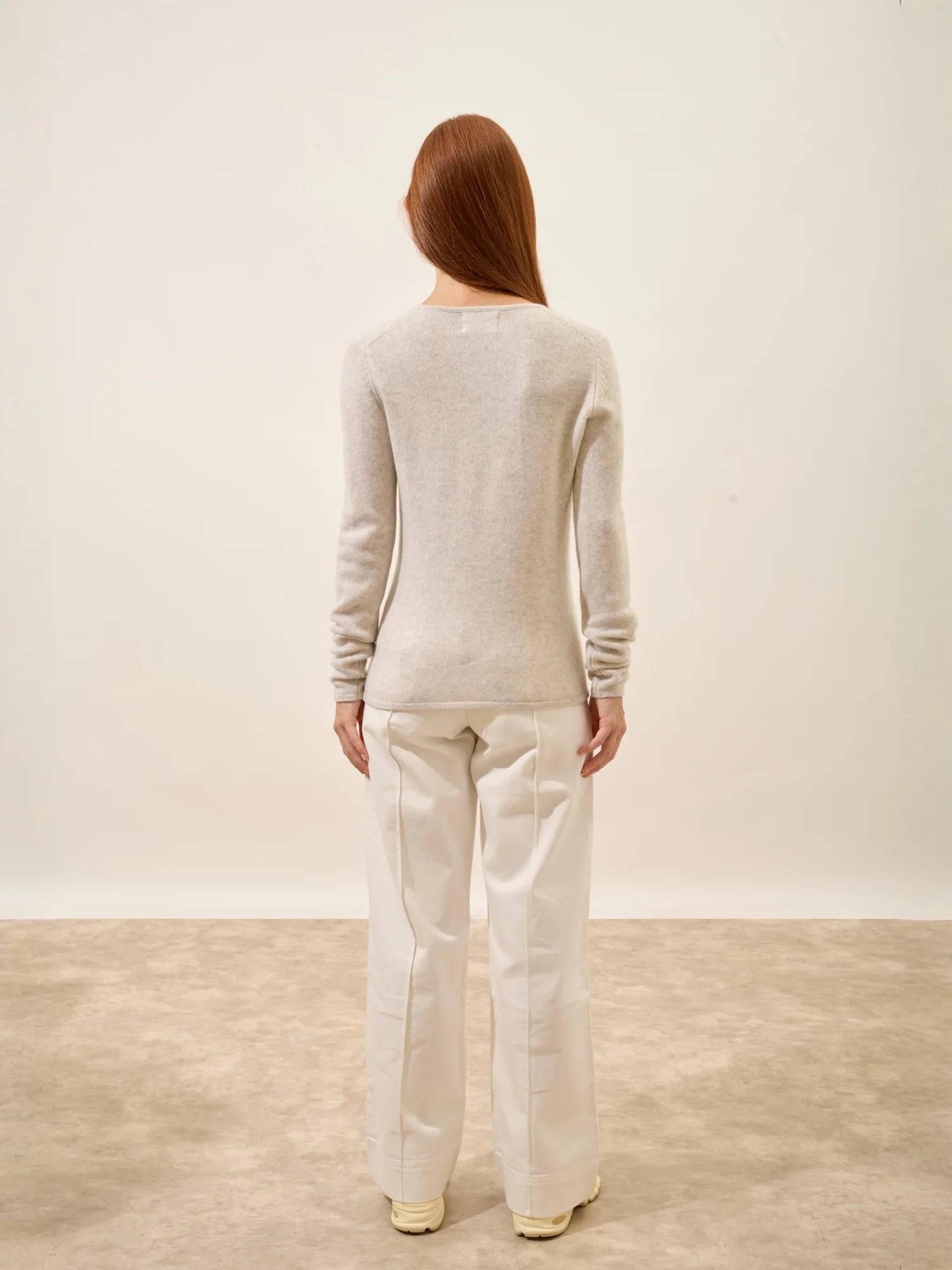 ABBY pullover v-ausschnitt 4-fädig perlgrau meliert
