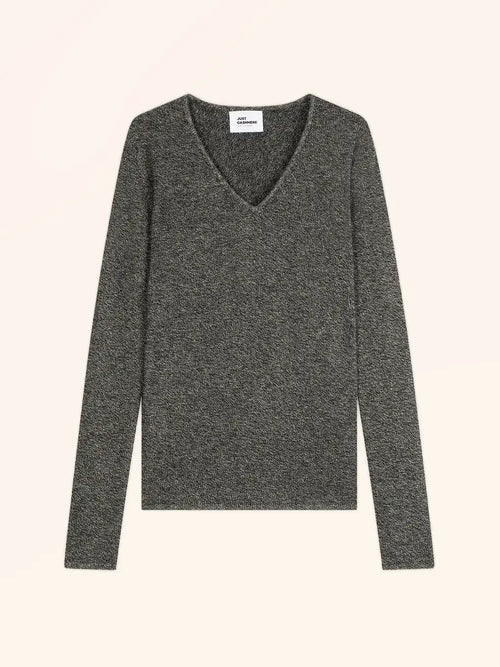 ABBY pull col V 4 fils noir et blanc