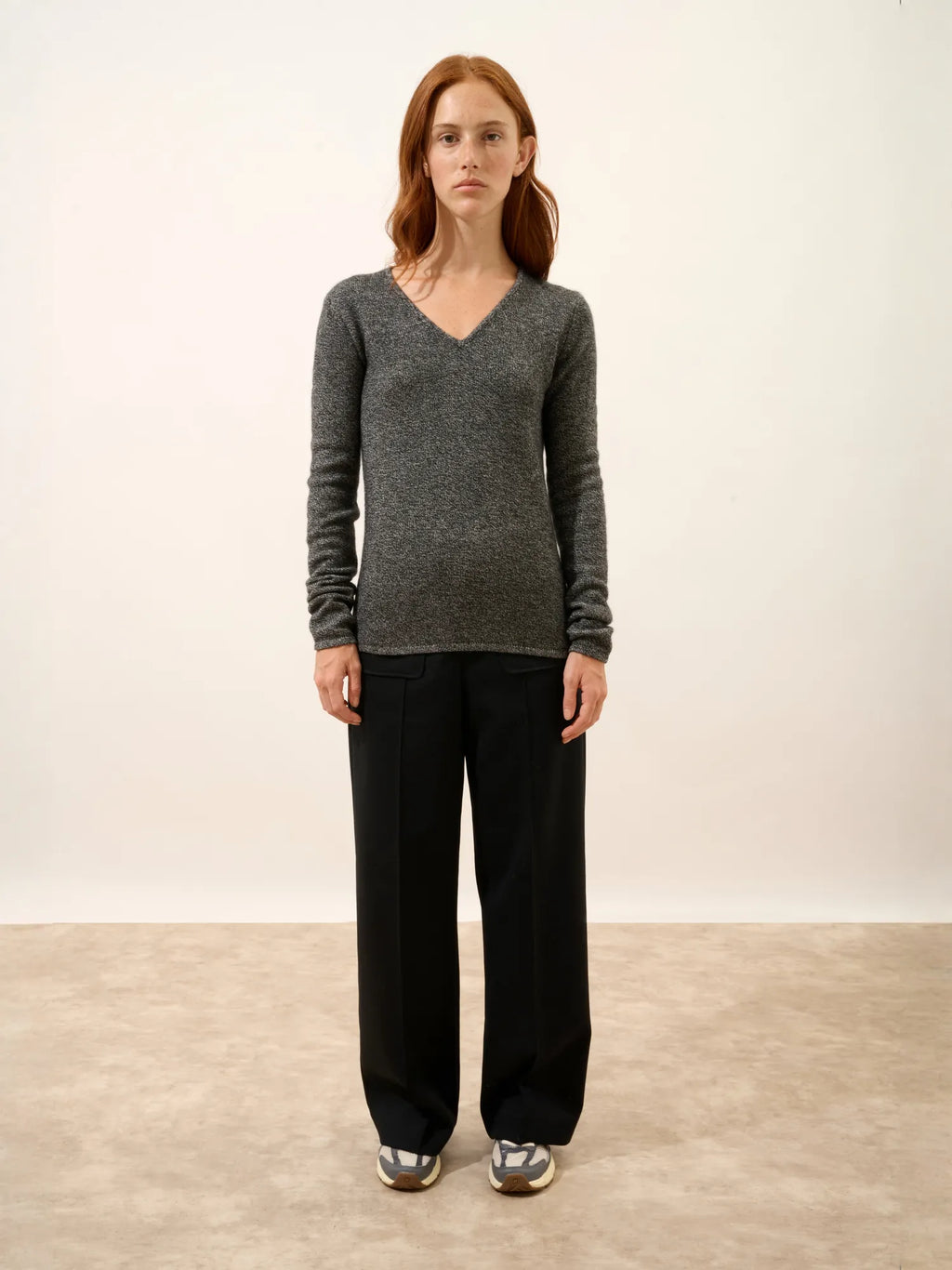 ABBY pullover v-ausschnitt 4-fädig schwarz und weiß