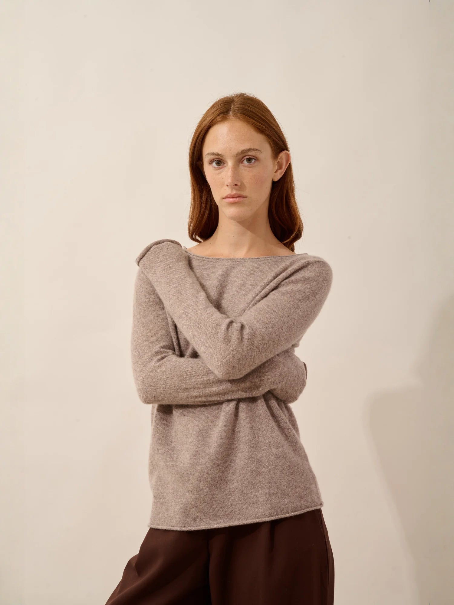 GRACE pullover u-boot-ausschnitt caribou meliert