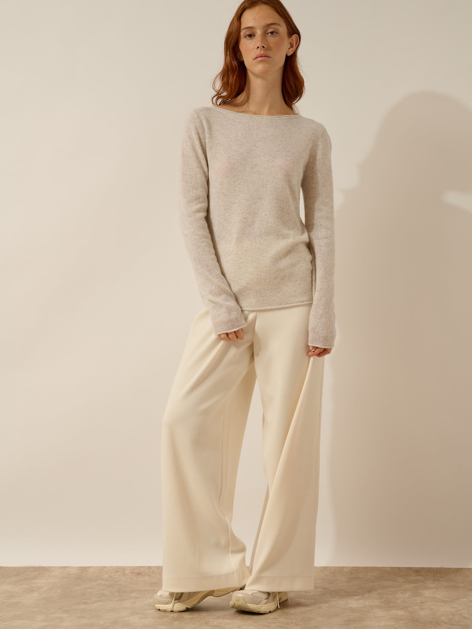 GRACE pull col bateau gris perle chiné